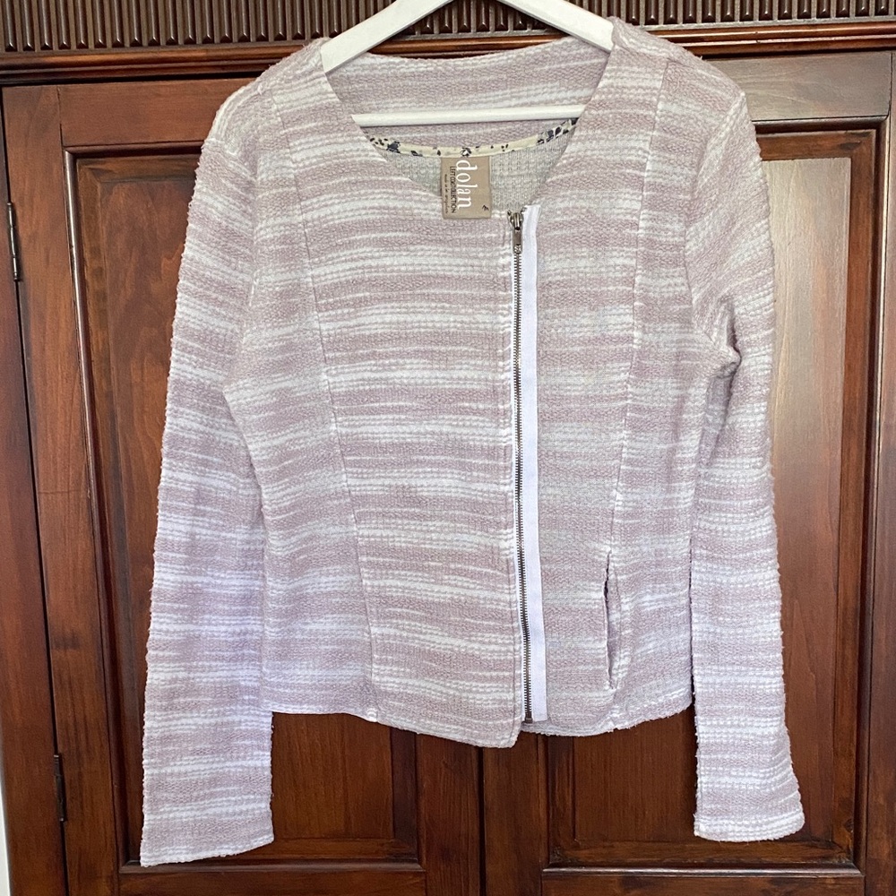 Anthropologie Dolan Left Coast Collection asymmetrical exposed zip jacket taupe